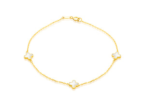 9ct Gold Mother of Pearl Clover Bracelet