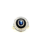9ct Gold Sapphire, Onyx & Diamond Art Deco Style Target Cluster Ring