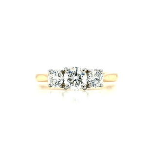 18ct Gold & Platinum Three Stone Diamond Engagement Ring- 1.06ct