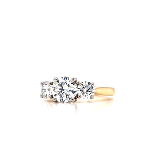 18ct & Platinum Three Stone Lab Grown Diamond Engagement Ring- 1.72ct
