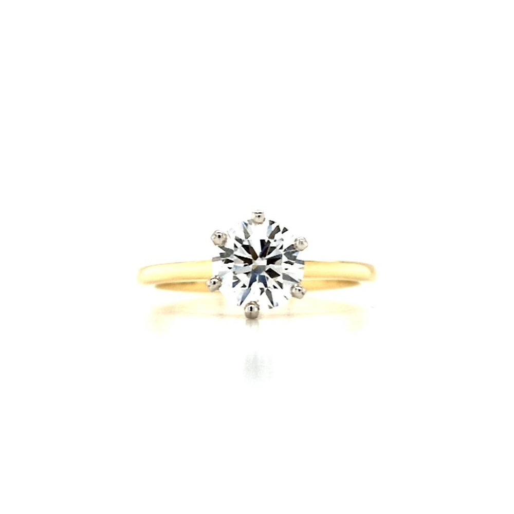 18ct & Plat Lab Grown Solitaire Diamond Ring- 1.09ct