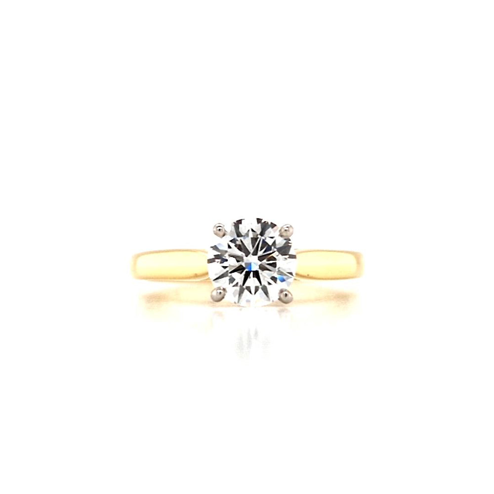 18ct & Plat Lab Grown Solitaire Diamond Ring- 1.02ct