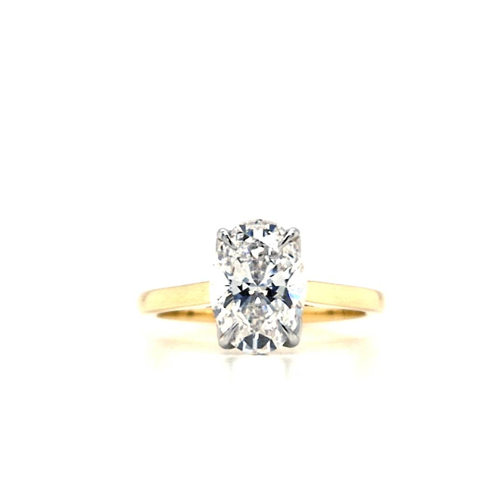 18ct & Plat Oval Lab Grown Diamond Solitaire Engagement Ring- 1.78ct