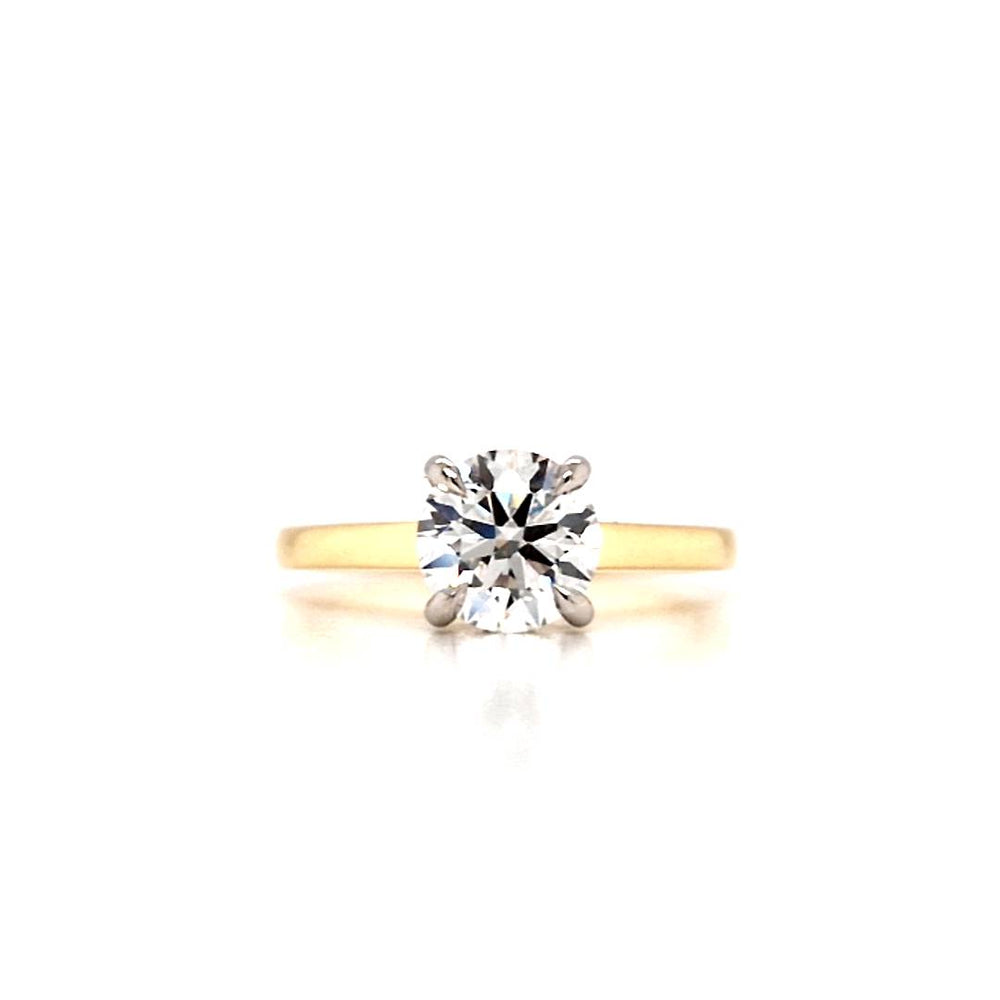 18ct & Platinum Lab Grown Diamond Solitaire Engagement Ring with Hidden Halo- 1.26ct