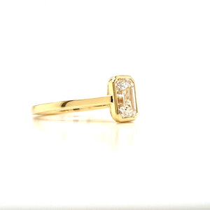 18ct Gold Bezel-Set Emerald-Cut Lab Grown Solitaire Diamond Engagement Ring- 1.84ct