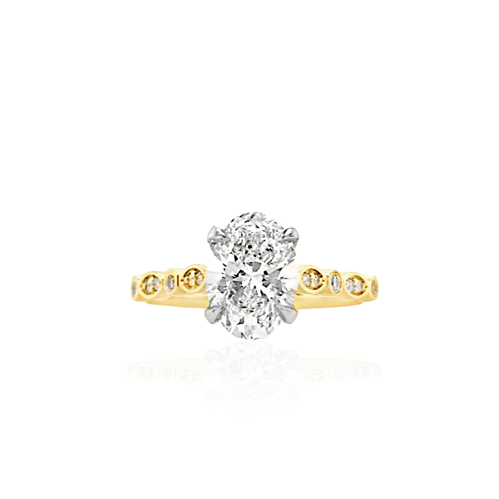 18ct Gold Oval Lab Grown Diamond Engagement Ring with Diamond Shoulders- 1.62ct