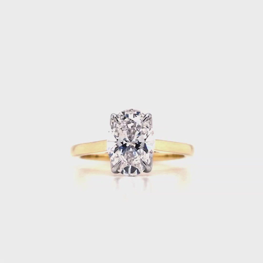
                
                    Load and play video in Gallery viewer, 18ct &amp;amp; Plat Oval Lab Grown Diamond Solitaire Engagement Ring- 1.78ct
                
            