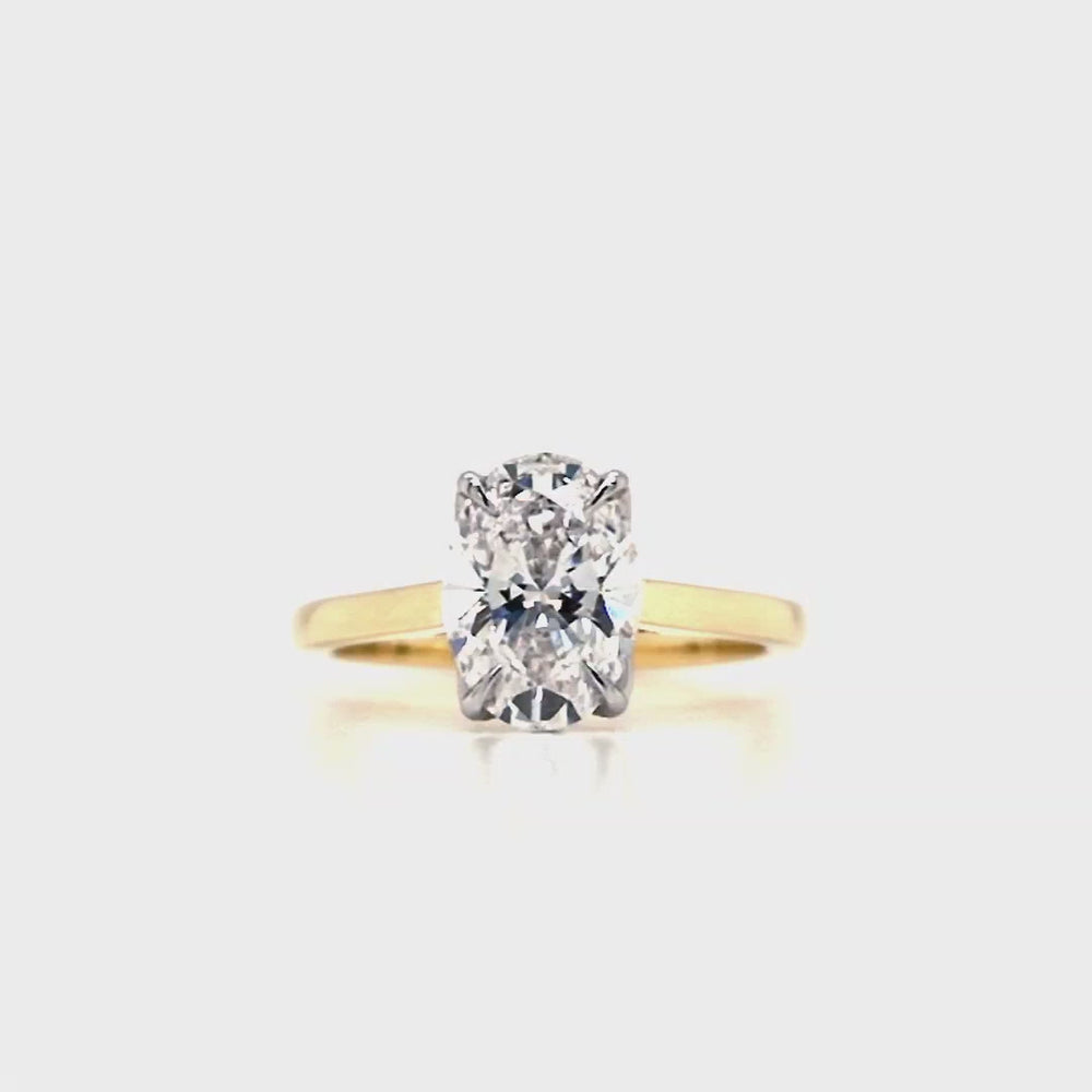 
                
                    Load and play video in Gallery viewer, 18ct &amp;amp; Plat Oval Lab Grown Diamond Solitaire Engagement Ring- 1.78ct
                
            