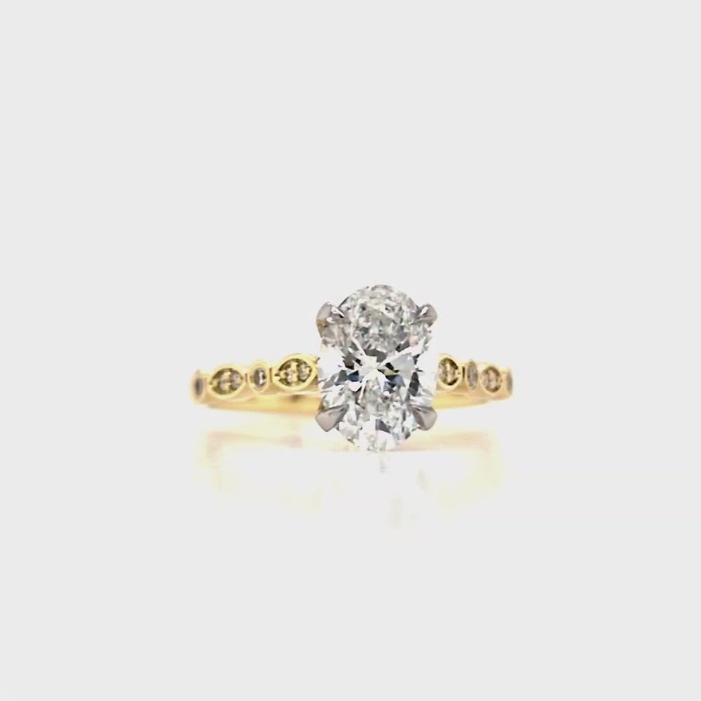 
                
                    Load and play video in Gallery viewer, 18ct Gold Oval Lab Grown Diamond Engagement Ring with Diamond Shoulders- 1.62ct
                
            
