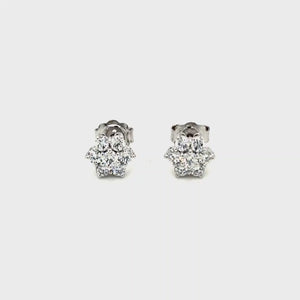 
                
                    Load and play video in Gallery viewer, 18ct White Gold Daisy Cluster Diamond Stud Earrings- 1.00ct
                
            