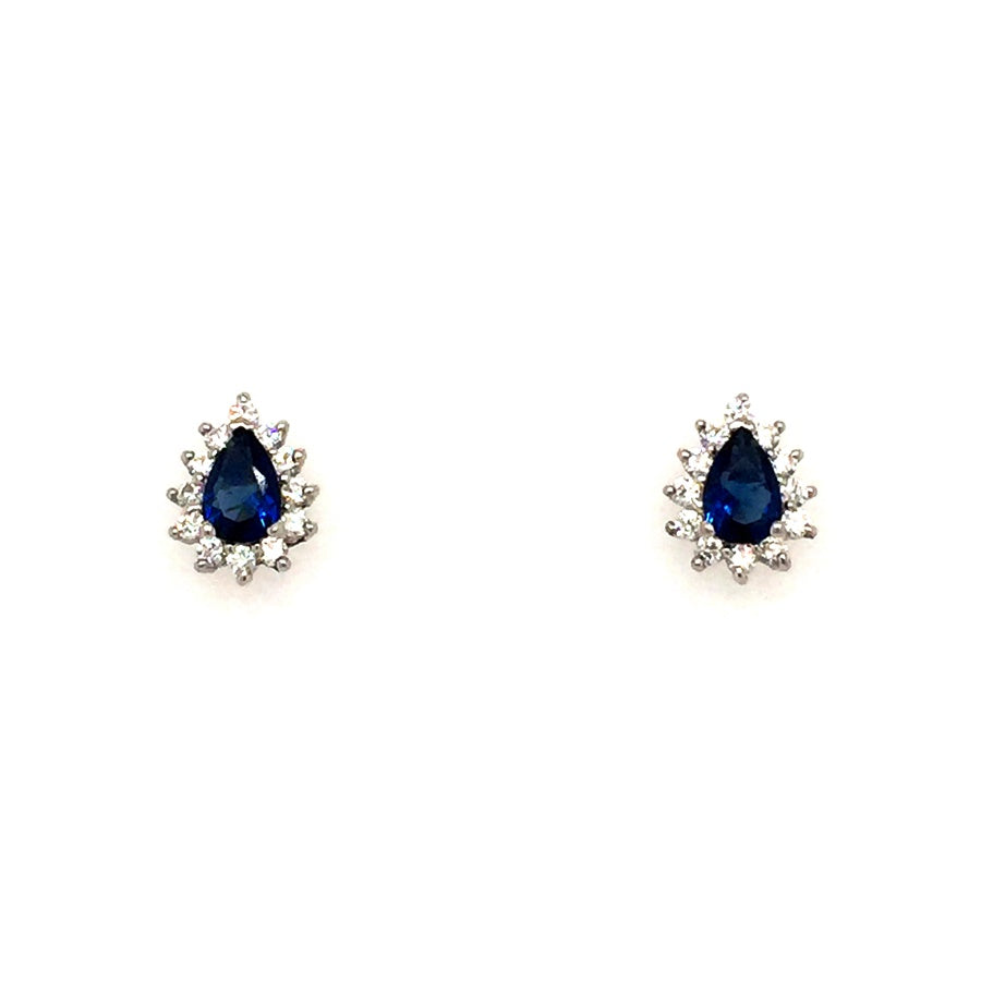 Blue sapphire earrings silver hot sale