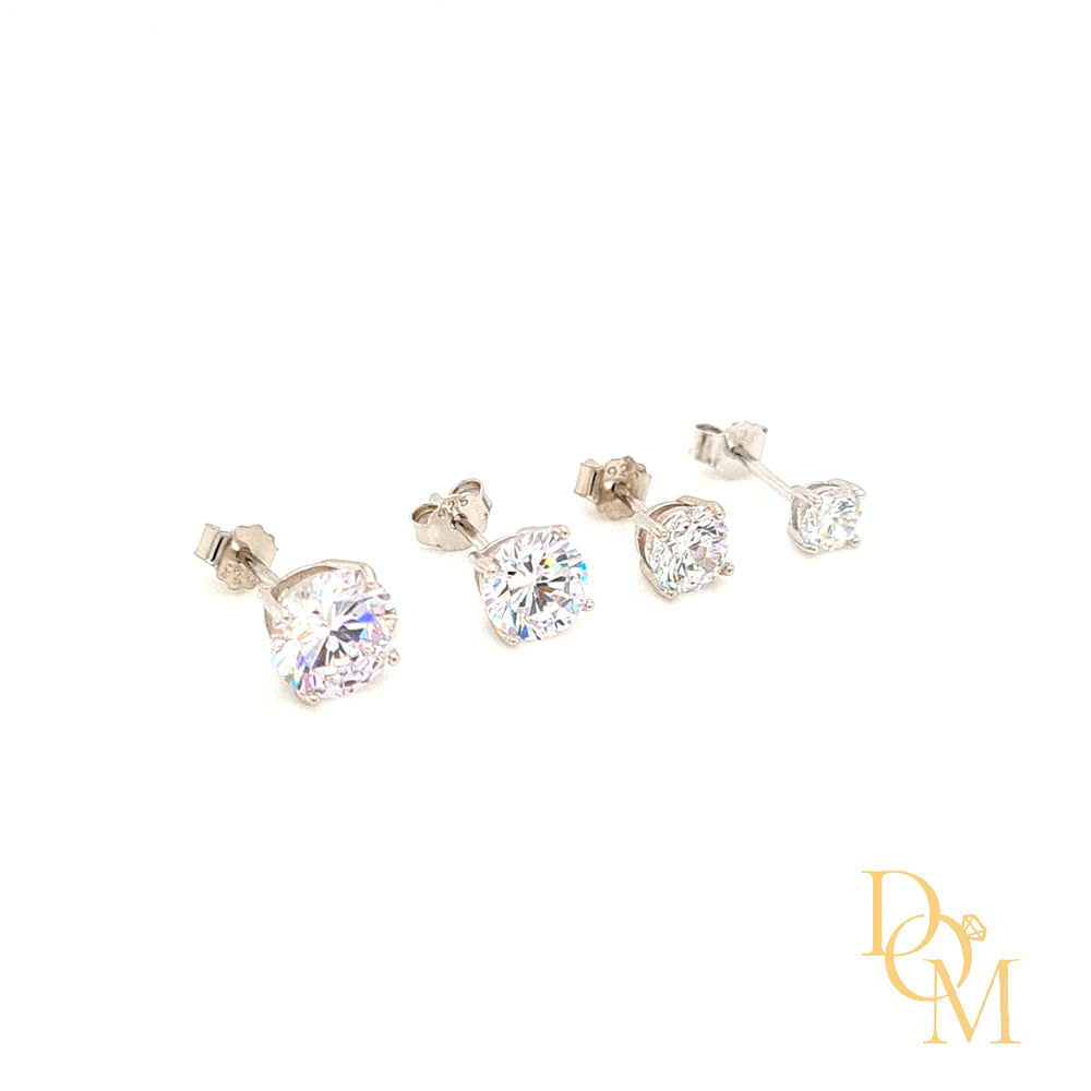 Sterling Silver Round CZ Stud Earring (4mm to 7mm available) - Diana O'Mahony Jewellers
