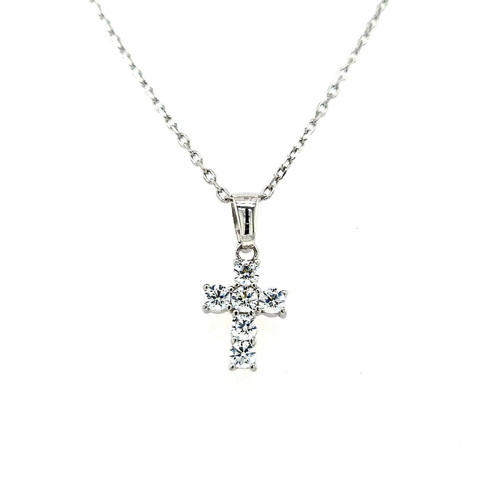 Sterling Silver Small CZ Cross & Chain