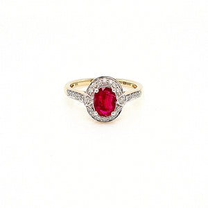 Art Deco Style Ruby & Diamond Cluster Ring