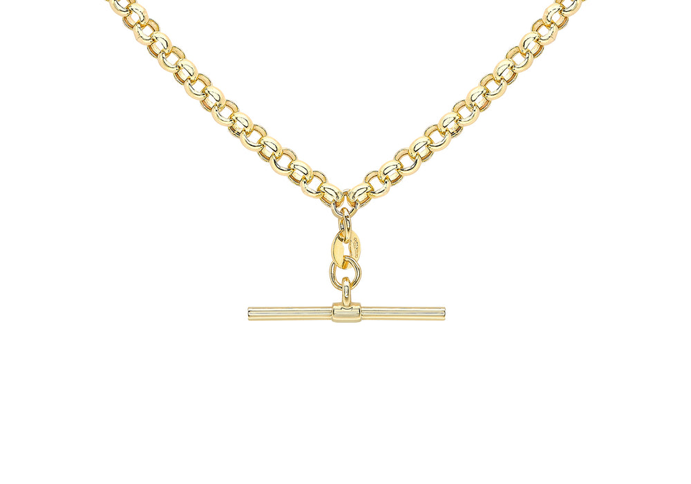 9ct Gold T-Bar & Belcher Link Necklace