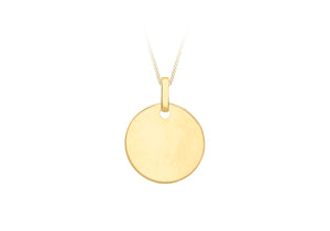 9ct Gold Circular Disc Pendant - Diana O'Mahony Jewellers