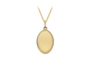 9ct Gold Engravable Oval Disc Pendant - Diana O'Mahony Jewellers