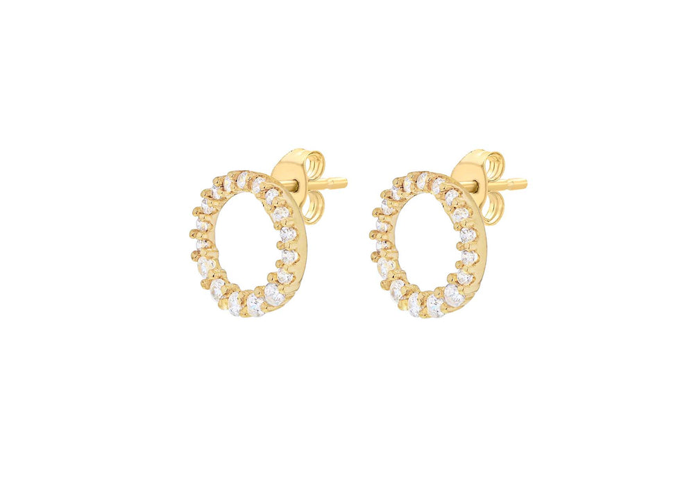 9ct Gold Open CZ Halo Earrings - Diana O'Mahony Jewellers