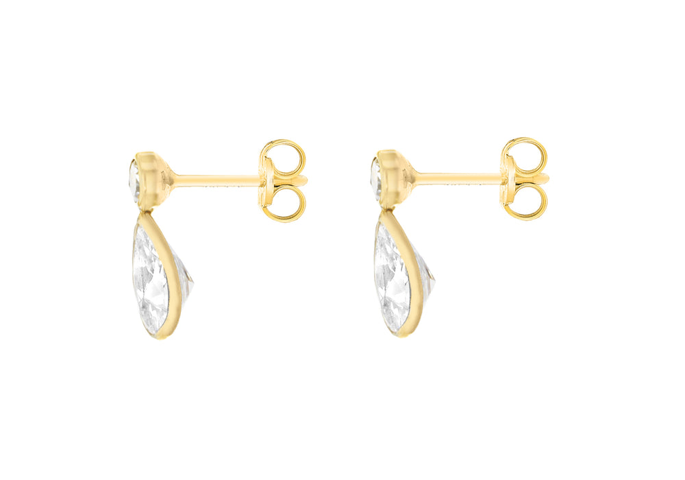 9ct Gold Round & Teardrop Stud Earrings - Diana O'Mahony Jewellers