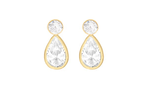9ct Gold Round & Teardrop Stud Earrings - Diana O'Mahony Jewellers