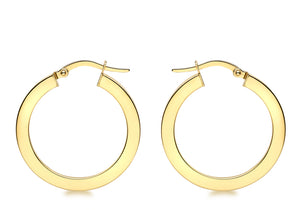 9ct Yellow Gold 26mm Flat Hoop Earrings