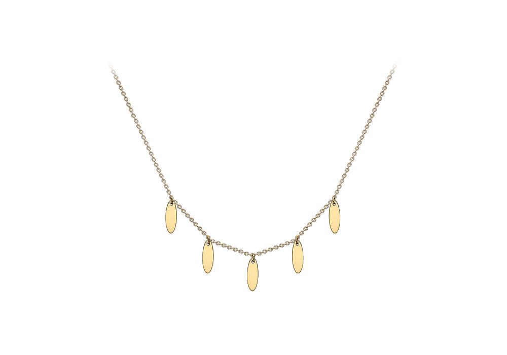 9ct Gold Chain with Five Oval Drops - Diana O'Mahony Jewellers