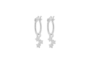 Sterling Silver Star Drop Huggie Earrings