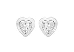 Sterling Silver Rub Over Heart CZ Earrings
