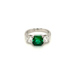 Sterling Silver Three Stone Emerald Green CZ Ring