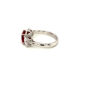 Sterling Silver Three Stone Ruby Red CZ Ring - Diana O'Mahony Jewellers