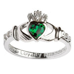 Shanore Sterling Silver Green CZ Claddagh Ring