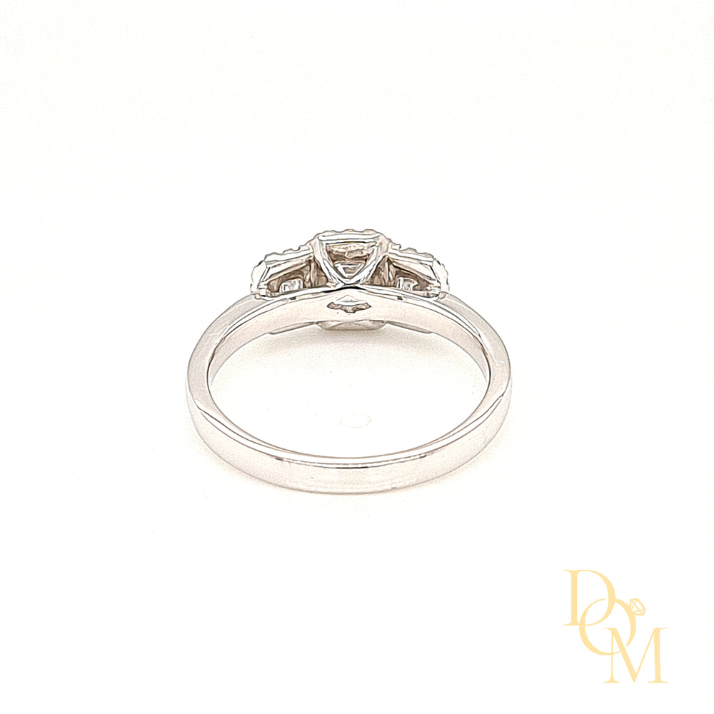 Platinum Emerald-cut Three Stone Diamond Engagement Ring- 1.01ct
