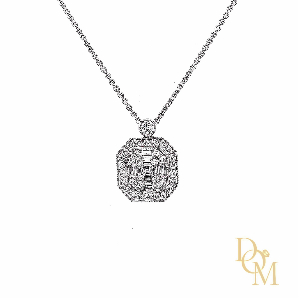 18ct White Gold Art Deco Style Diamond Cluster Necklace Diana O