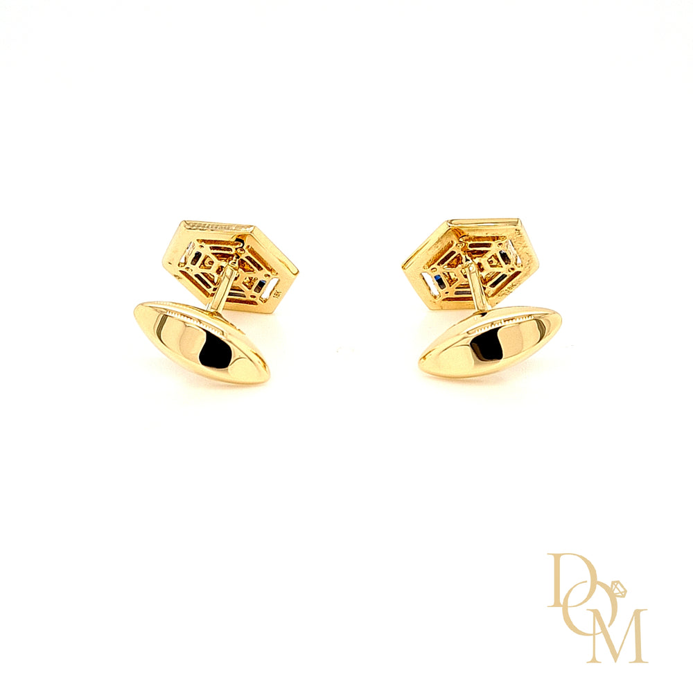 Art Deco Style 18ct Gold Sapphire & Diamond Cufflinks