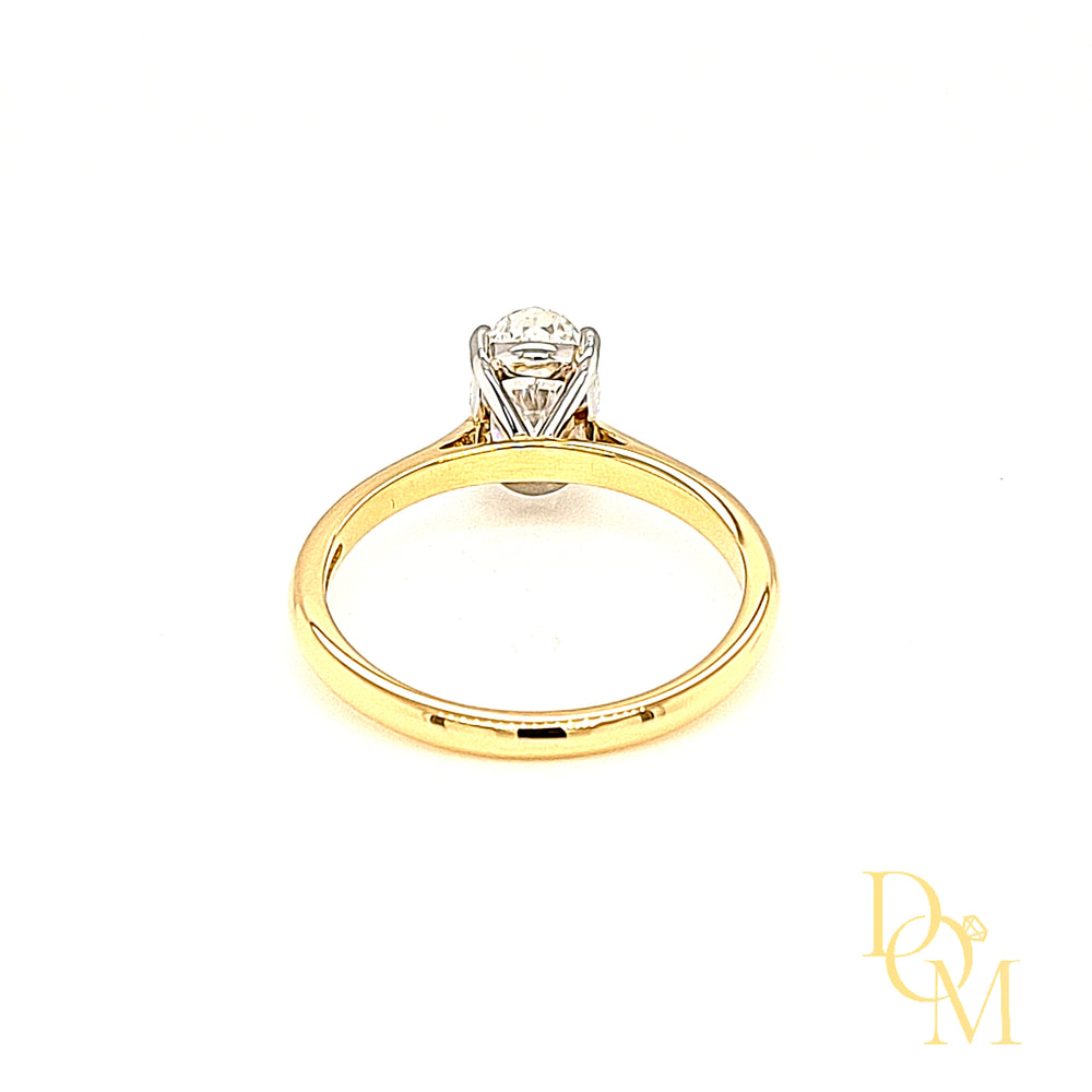 18ct & Platinum Oval Solitaire Diamond Engagement Ring- 1.22ct