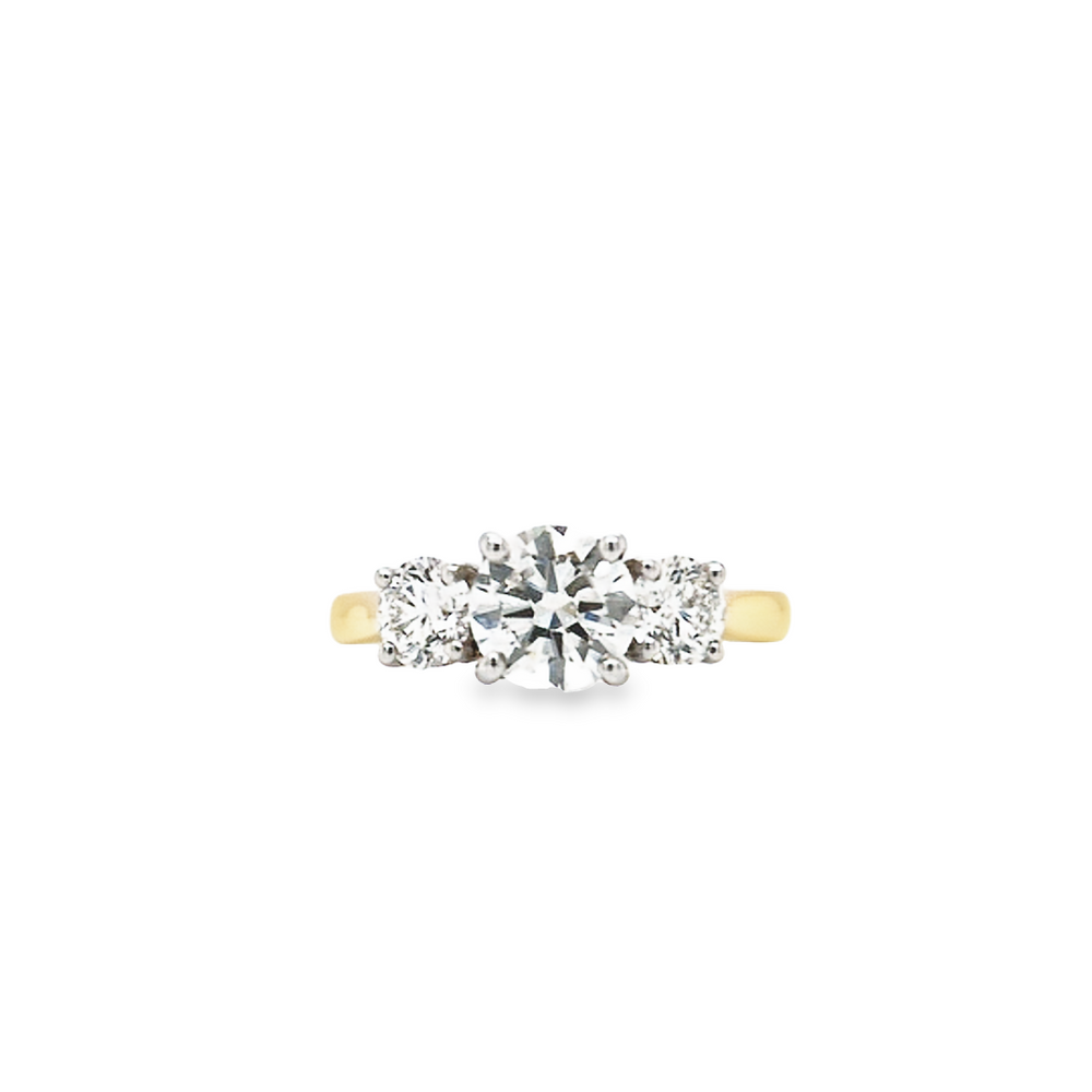 18ct & Platinum Three Stone Diamond Engagement Ring- 1.70ct