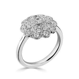 Vintage Style Platinum Diamond Daisy Cluster Ring