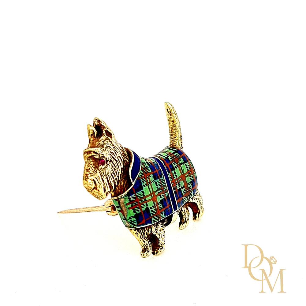 Vintage 14ct Gold Scottish Terrier Dog Brooch