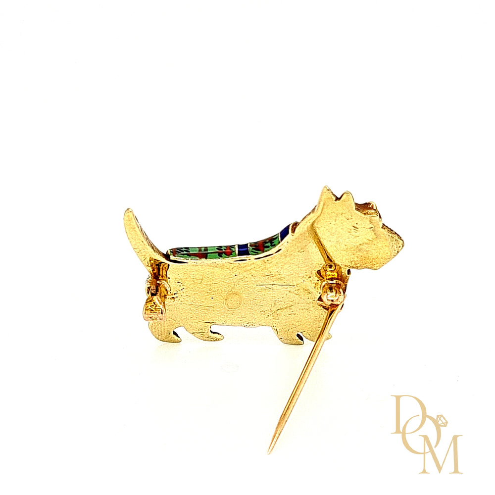 Vintage 14ct Gold Scottish Terrier Dog Brooch