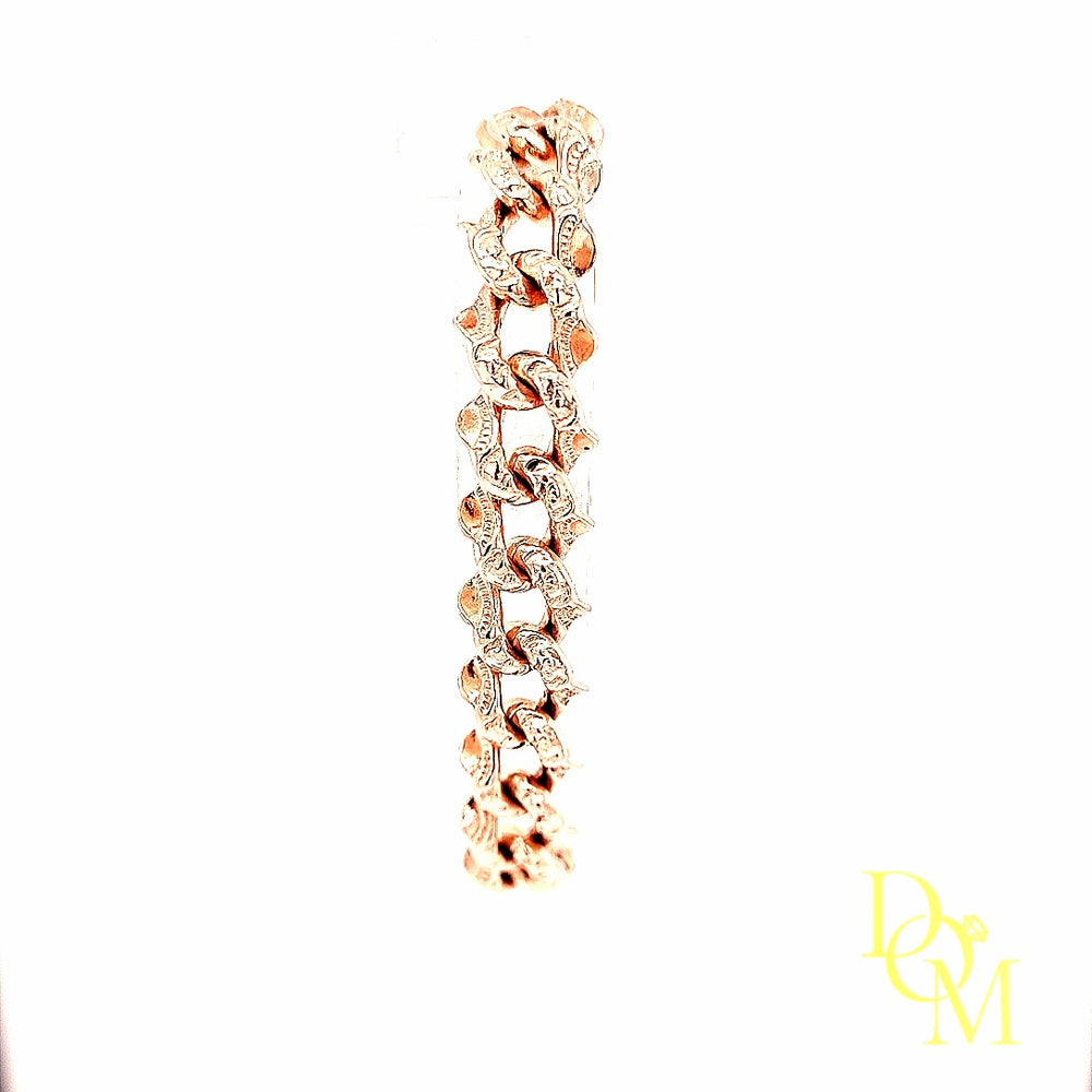 Antique 9ct Rose Gold Ornate Curb Link Bracelet