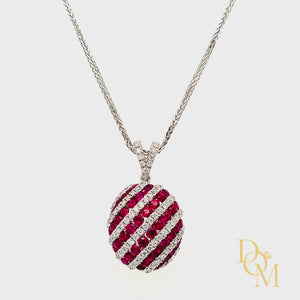 
                
                    Load and play video in Gallery viewer, 18ct White Gold Ruby &amp;amp; Diamond Candy Stripe Pendant
                
            