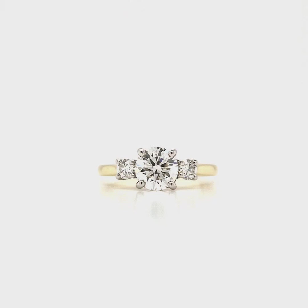 
                
                    Load and play video in Gallery viewer, 18ct &amp;amp; Platinum Three Stone Diamond Engagement Ring- 1.10ct
                
            