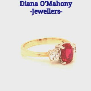 
                
                    Load and play video in Gallery viewer, 9ct Gold Ruby Cubic Zirconia Three Stone Ring
                
            