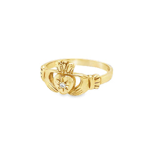 9ct Gold Ladies Diamond Claddagh Ring