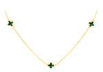 9ct Gold Malachite Clover Necklace