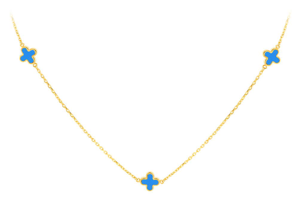 9ct Gold Turquoise Clover Necklace