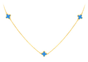 9ct Gold Turquoise Clover Necklace