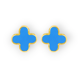 9ct Gold Turquoise Small Clover Stud Earrings