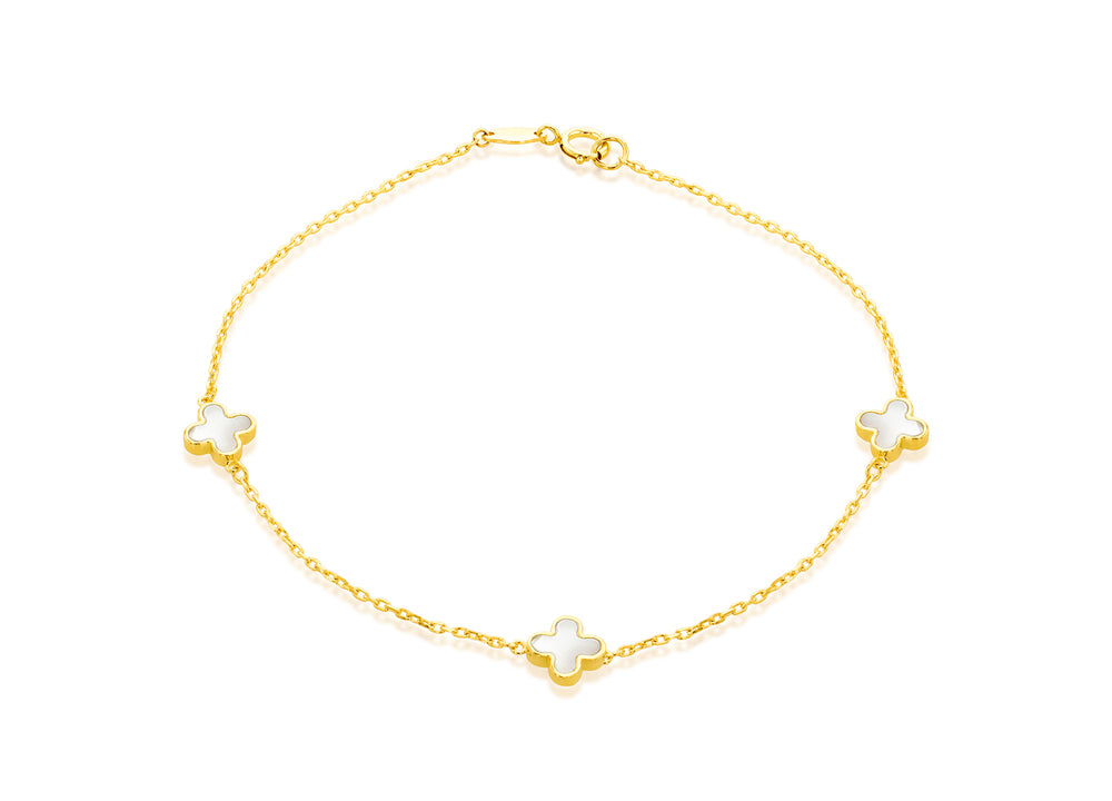 9ct Gold Mother of Pearl Clover Bracelet