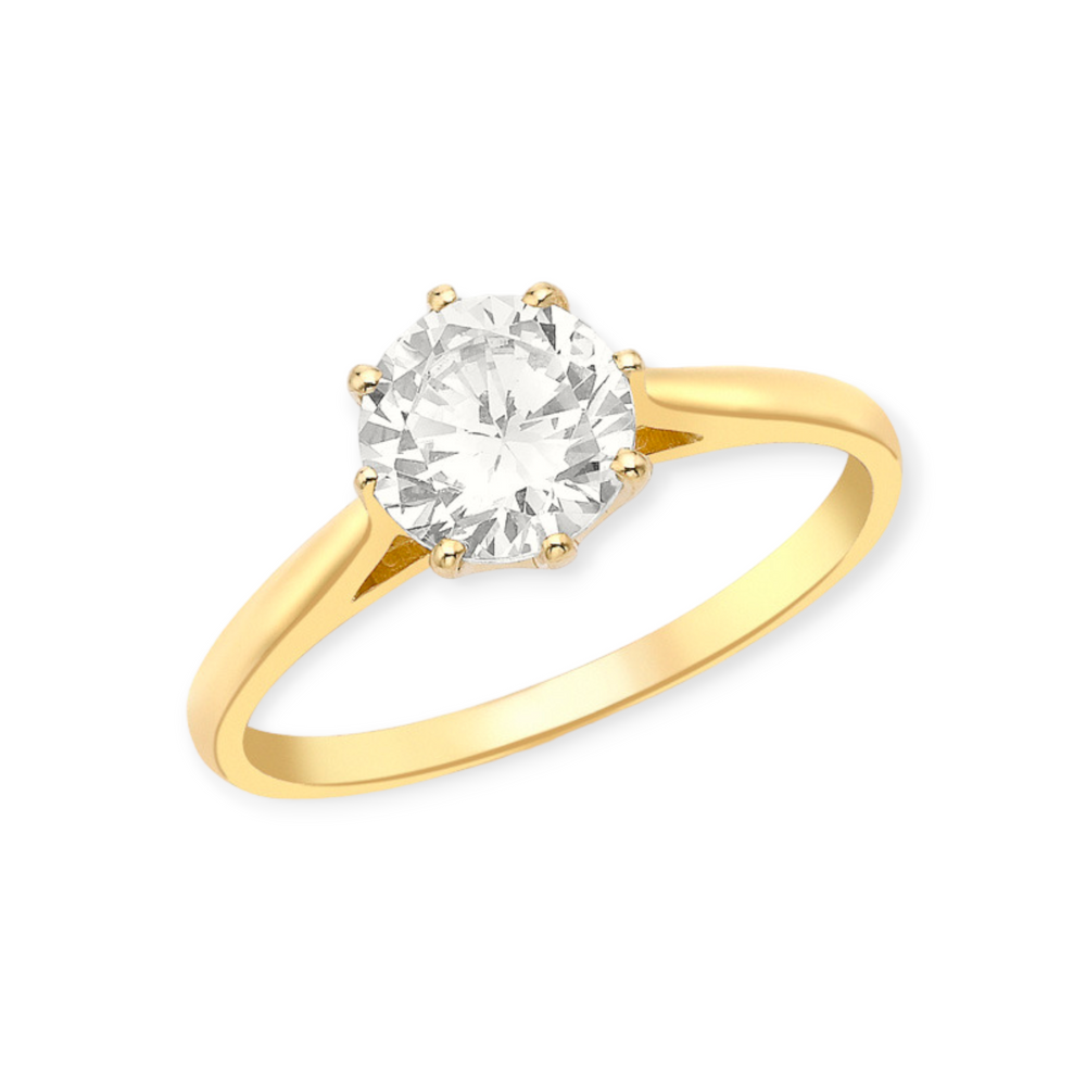 9ct Gold Round Solitaire CZ Promise Ring